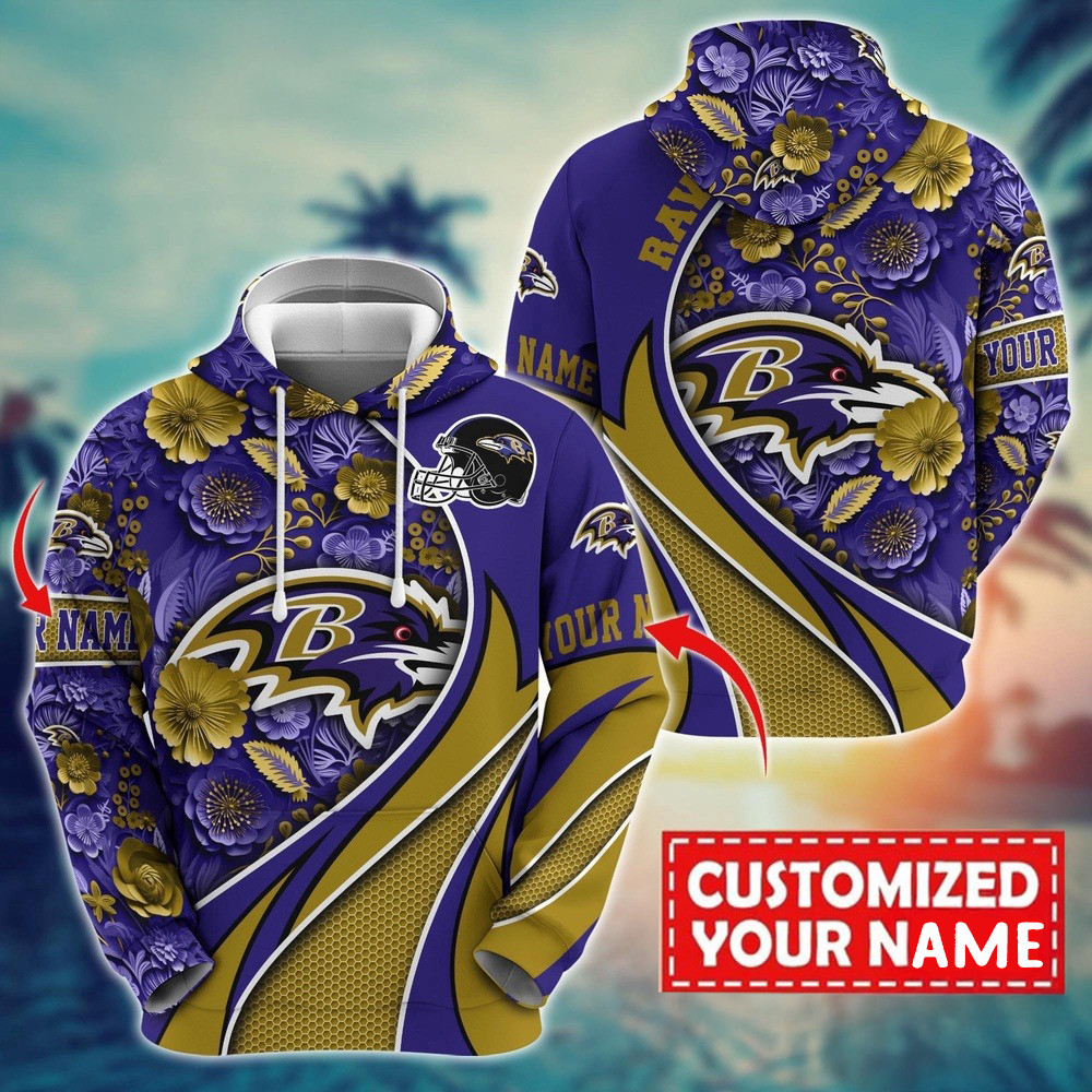 Personalized NFL Baltimore Ravens Flower Hoodie Best Football Gifts