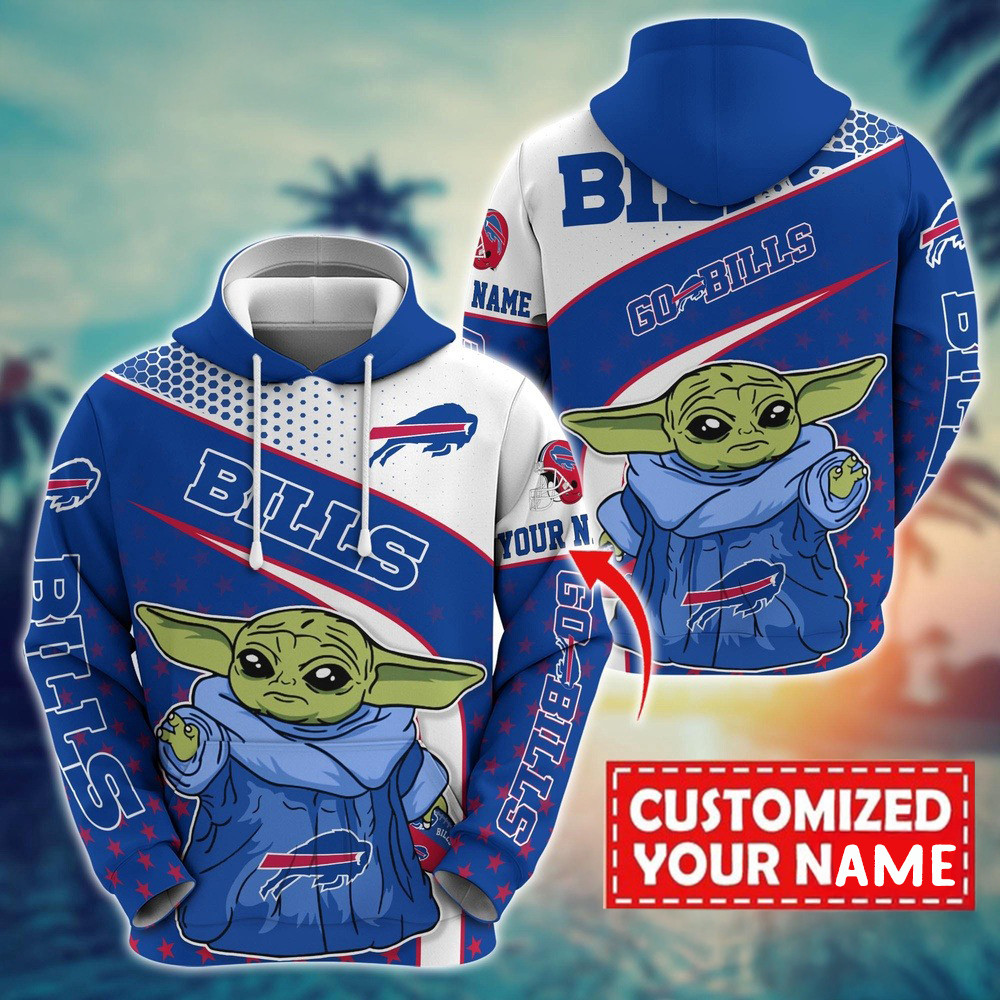 Personalized NFL Buffalo Bills Baby Yoda Hoodie Football Gifts For Men