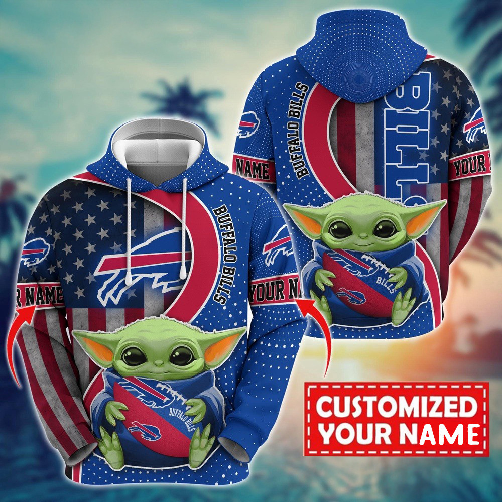 Personalized NFL Buffalo Bills Baby Yoda Hoodie For Fans Football Gifts