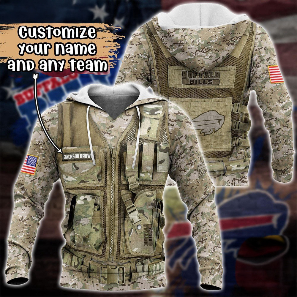 Personalized NFL Buffalo Bills Camo Military Hoodie Presents For Football Lovers