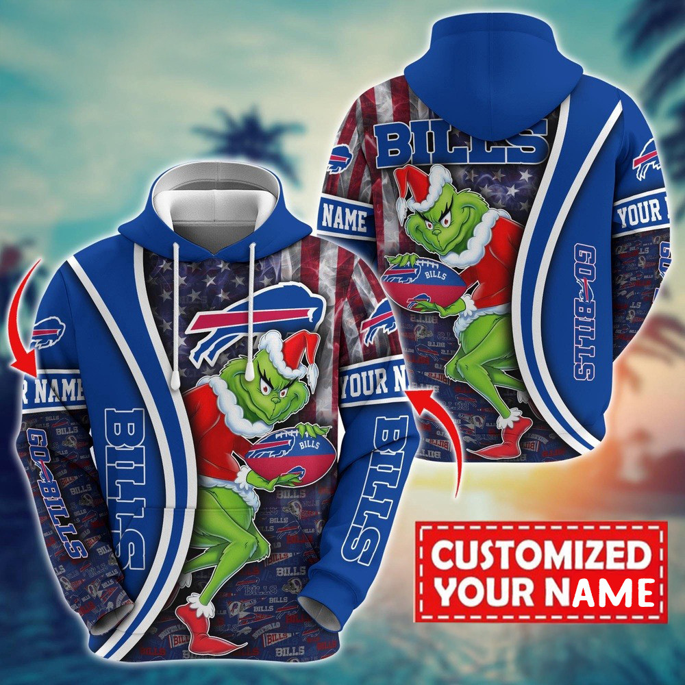Personalized NFL Buffalo Bills Grinch Hoodie Best Gift For Football Lovers