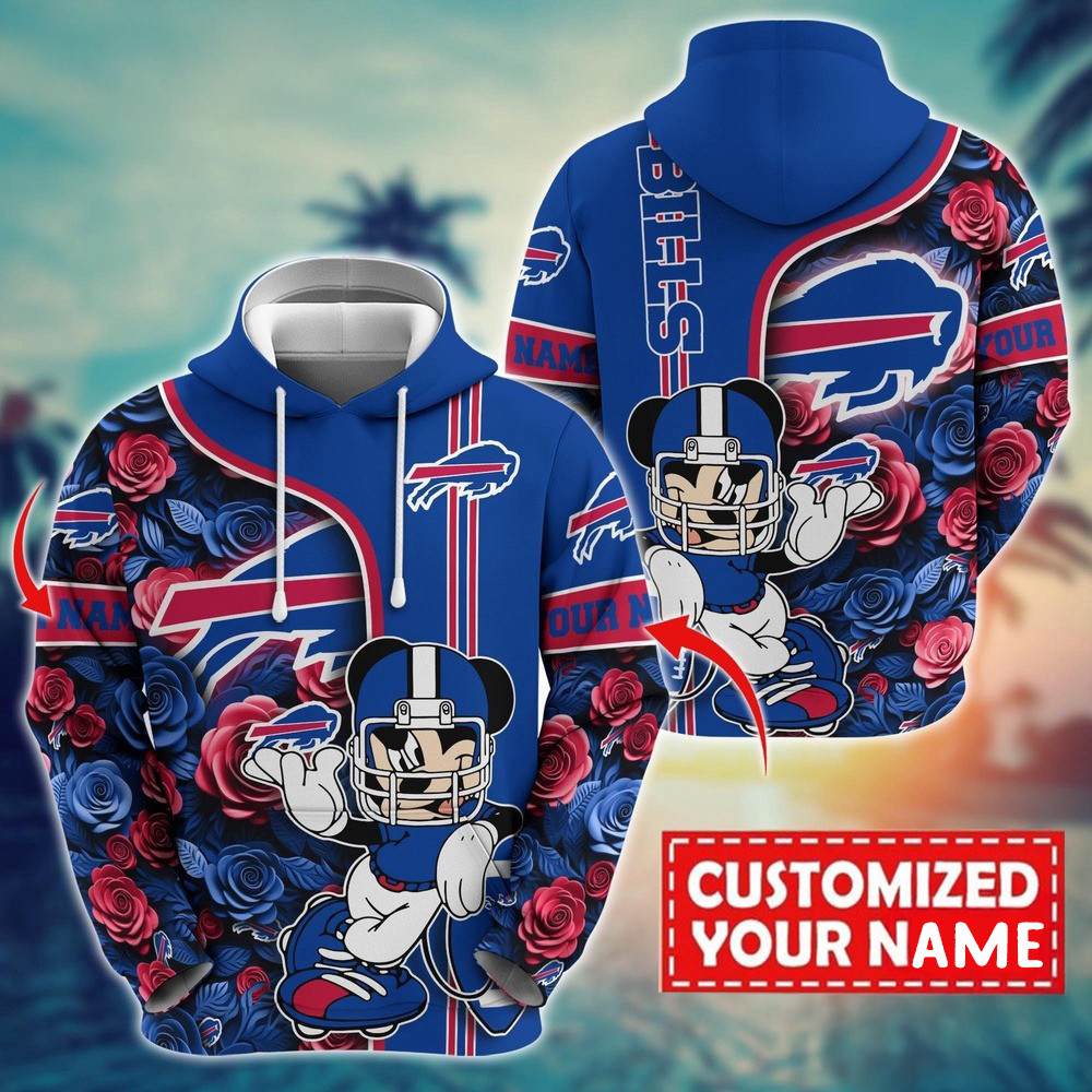 Personalized NFL Buffalo Bills Mickey Mouse Flower Hoodie Presents For Football Fans