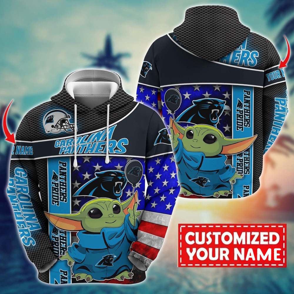 Personalized NFL Carolina Panthers Baby Yoda Hoodie Gifts For Husband