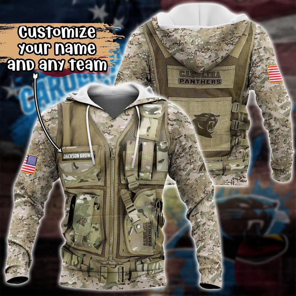 Personalized NFL Carolina Panthers Camo Military Hoodie Gift Ideas For Football Lovers