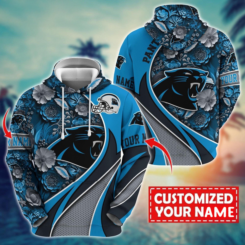 Personalized NFL Carolina Panthers Flower Print 3D Hoodie Presents For Football Lovers