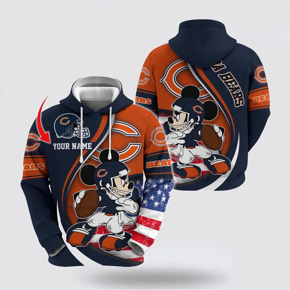 Personalized NFL Chicago Bears Hoodie Mickey Mouse 100 Year Anniversary