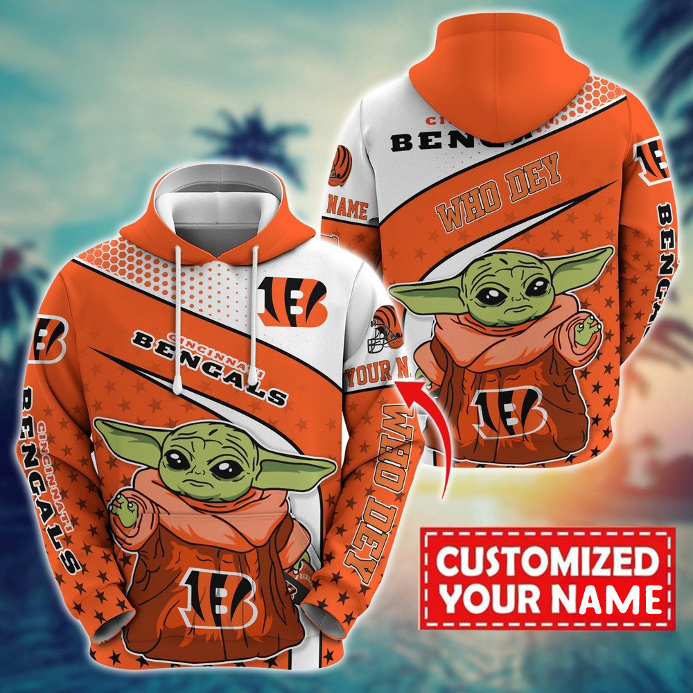 Personalized NFL Cincinnati Bengals Baby Yoda All Over Print Hoodie Presents For Football Fans