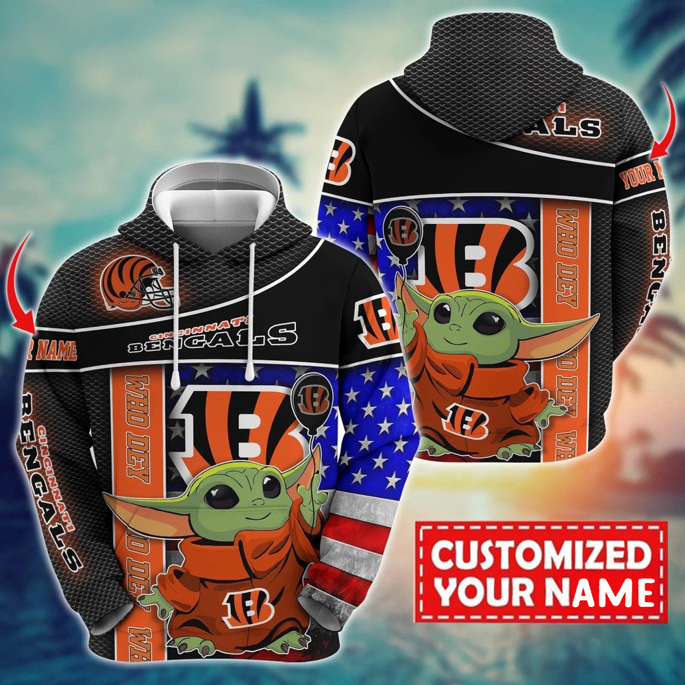 Personalized NFL Cincinnati Bengals Baby Yoda Unisex Hoodie Football Gifts For Men