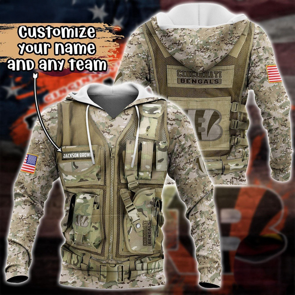 Personalized NFL Cincinnati Bengals Camo Military Hoodie Presents For Football Lovers