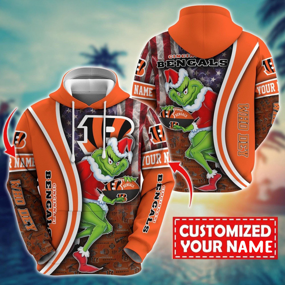 Personalized NFL Cincinnati Bengals Grinch Unisex Hoodie Presents For Football Lovers