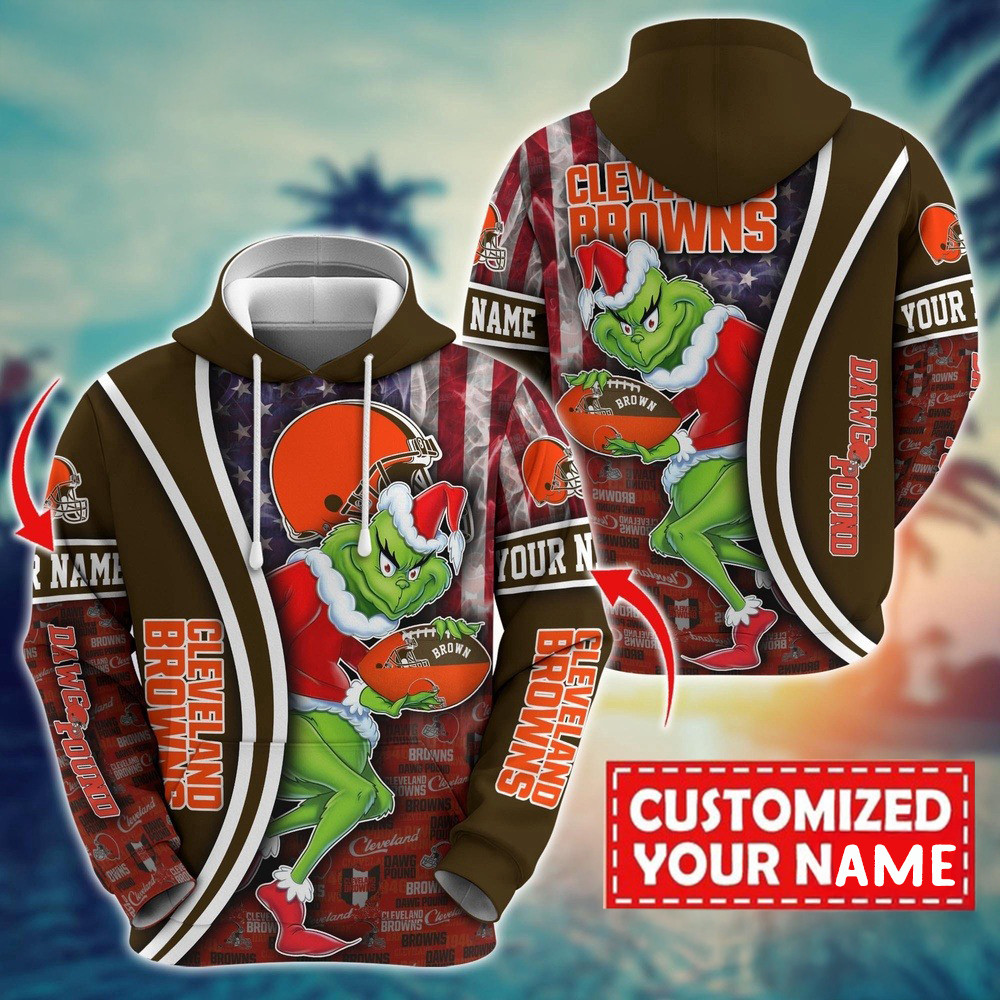 Personalized NFL Cleveland Browns Grinch Unisex Hoodie Best Gift For Football Lovers