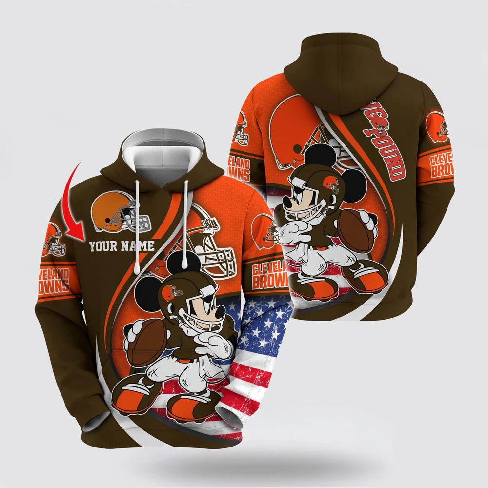 Personalized NFL Cleveland Browns Hoodie Mickey Mouse 100 Year Anniversary