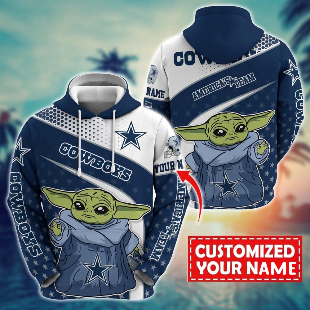 Personalized NFL Dallas Cowboys Baby Yoda All Over Print Hoodie Football Fan Gift Ideas