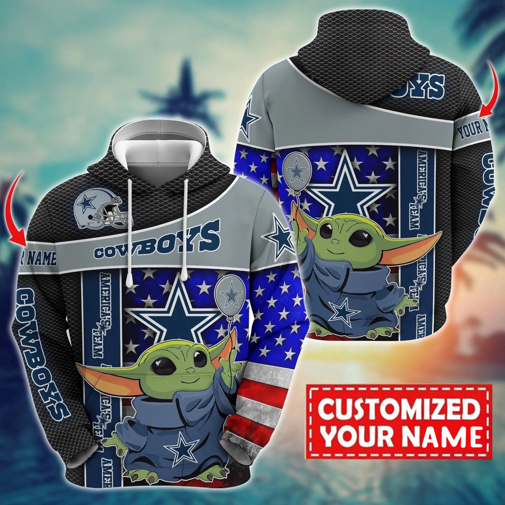 Personalized NFL Dallas Cowboys Baby Yoda Unisex Hoodie Football Related Gifts
