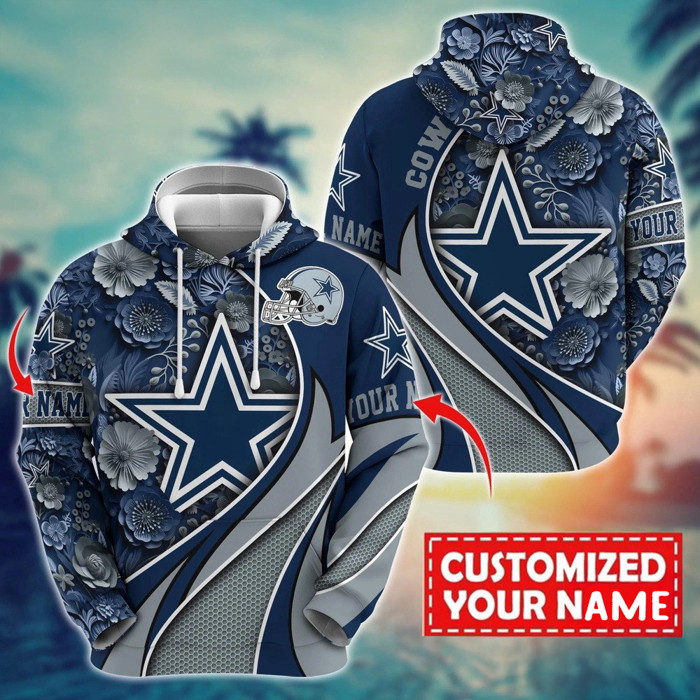 Personalized NFL Dallas Cowboys Flower Print 3D Hoodie Gifts For Football Fan