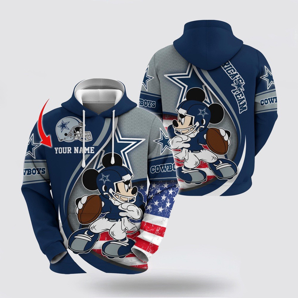 Personalized NFL Dallas Cowboys Hoodie Mickey Mouse 100 Year Anniversary