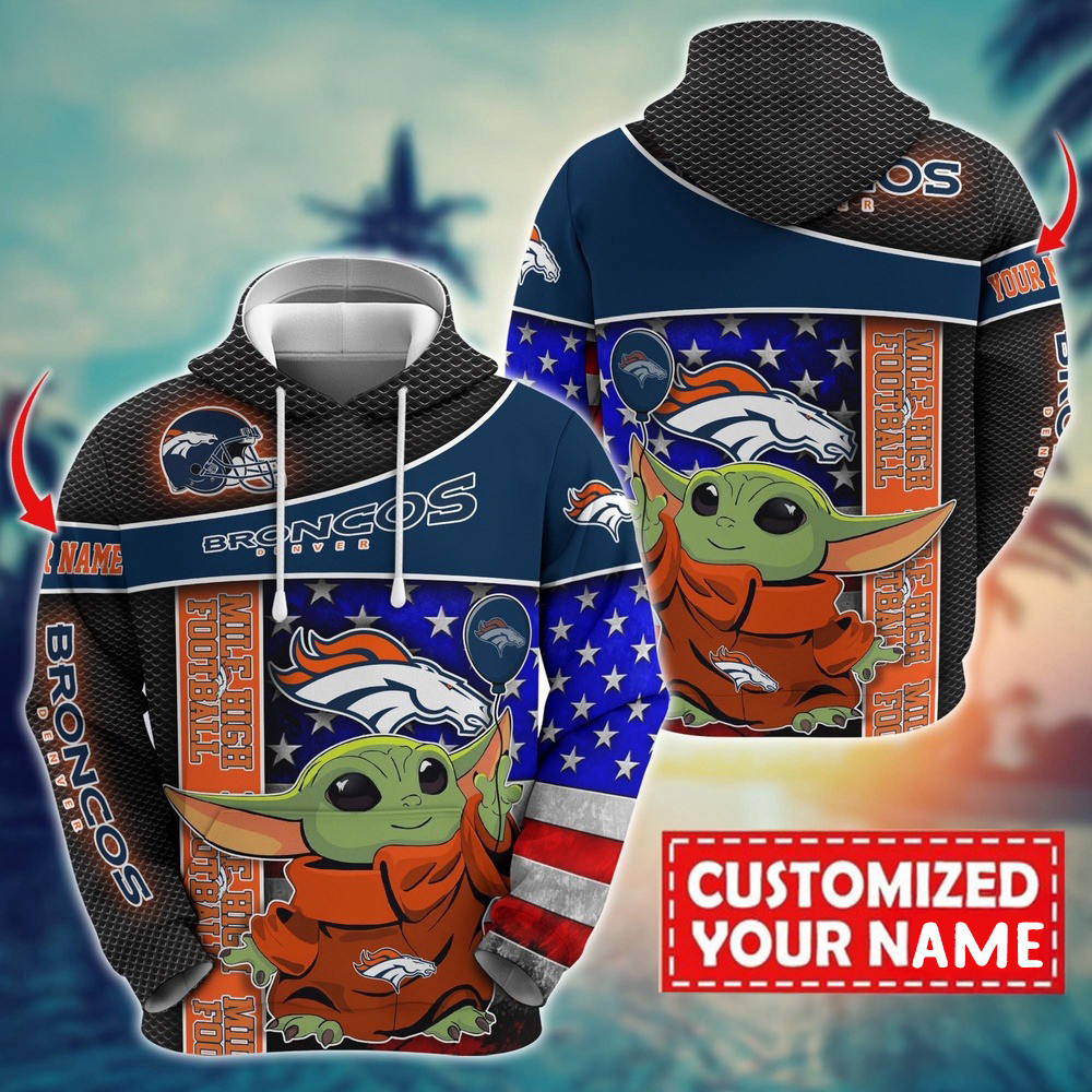 Personalized NFL Denver Broncos Baby Yoda Unisex Hoodie Gifts For Football Fan