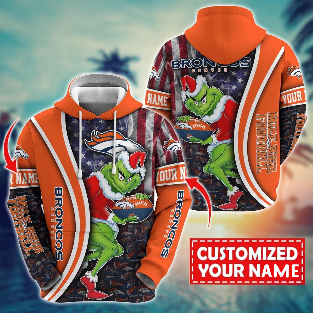 Personalized NFL Denver Broncos Grinch Unisex Hoodie Unique Gifts For Football Fans