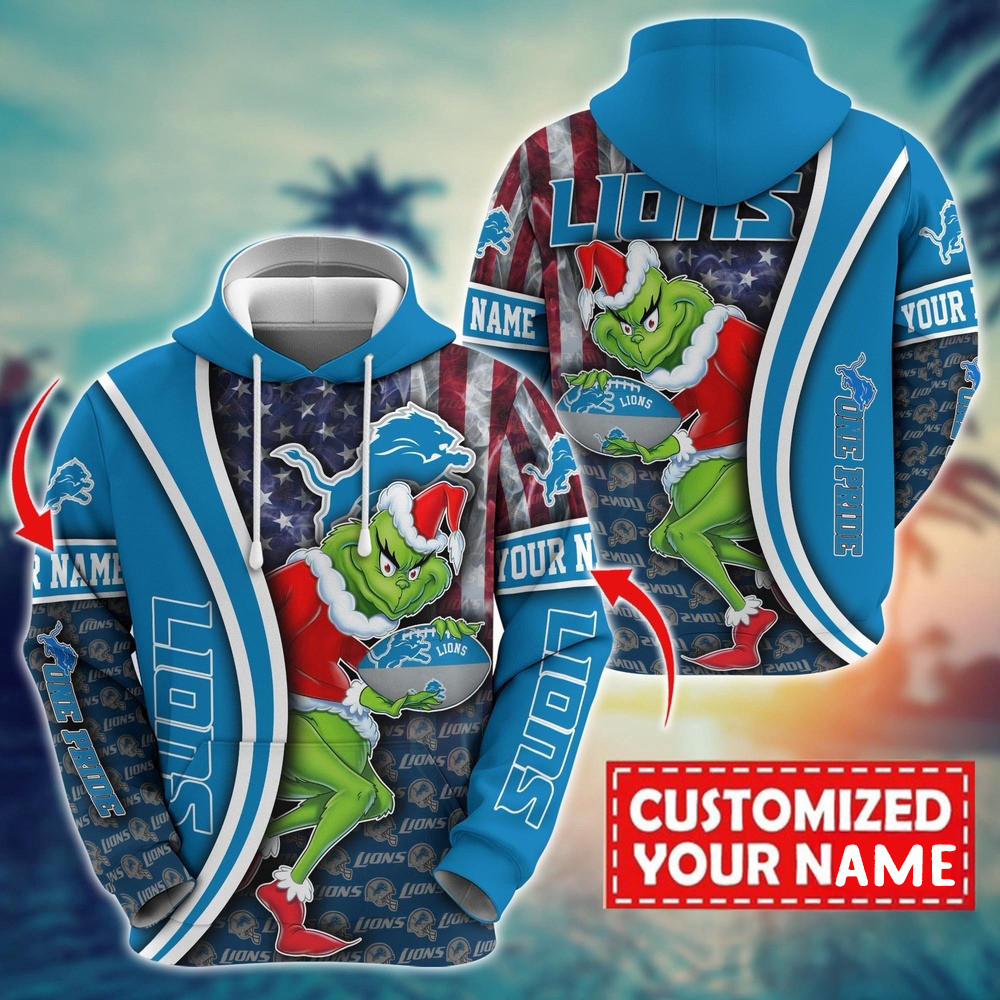 Personalized NFL Detroit Lions Hoodie Grinch Unisex Hoodie