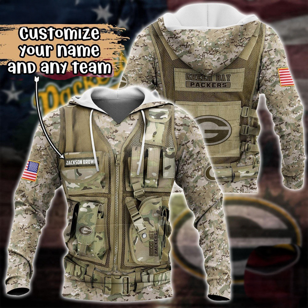 Personalized NFL Green Bay Packers Camo Military Hoodie Best Gifts For Football Fans