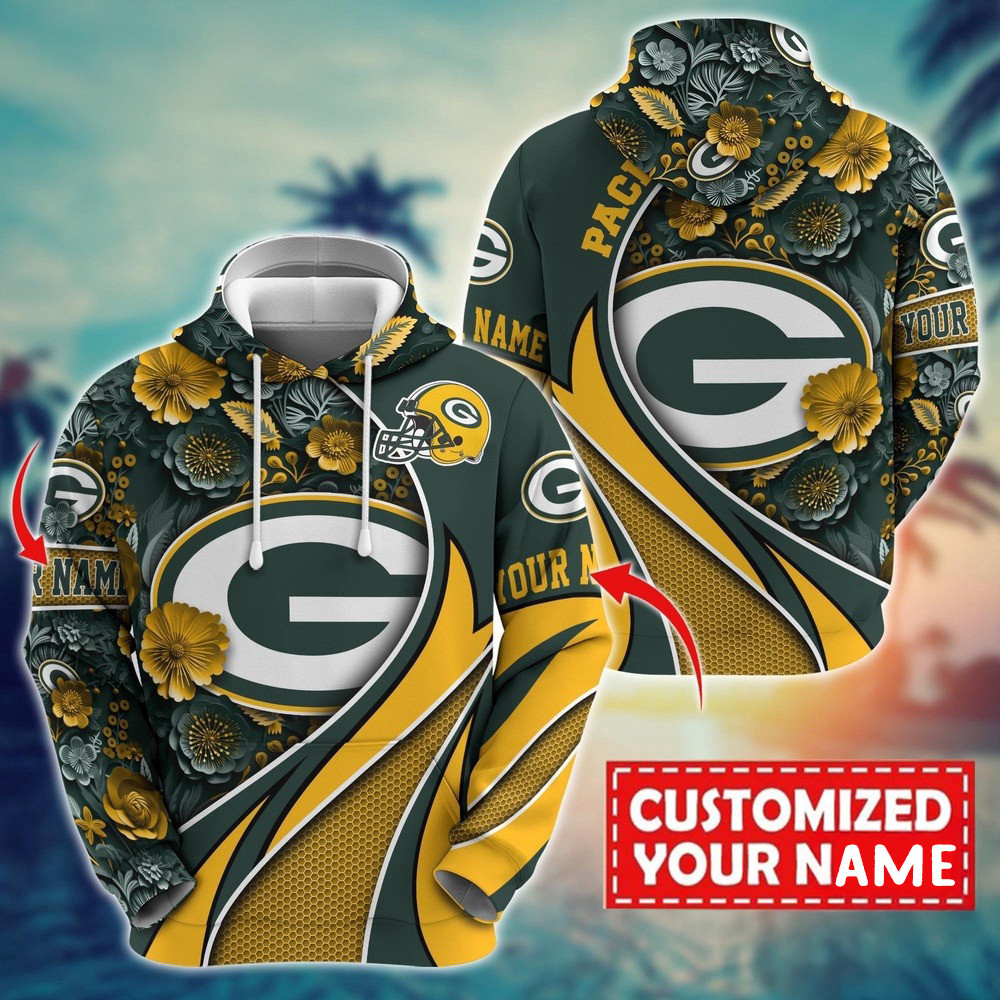 Personalized NFL Green Bay Packers Flower Print 3D Hoodie Gift Ideas For Football Lovers