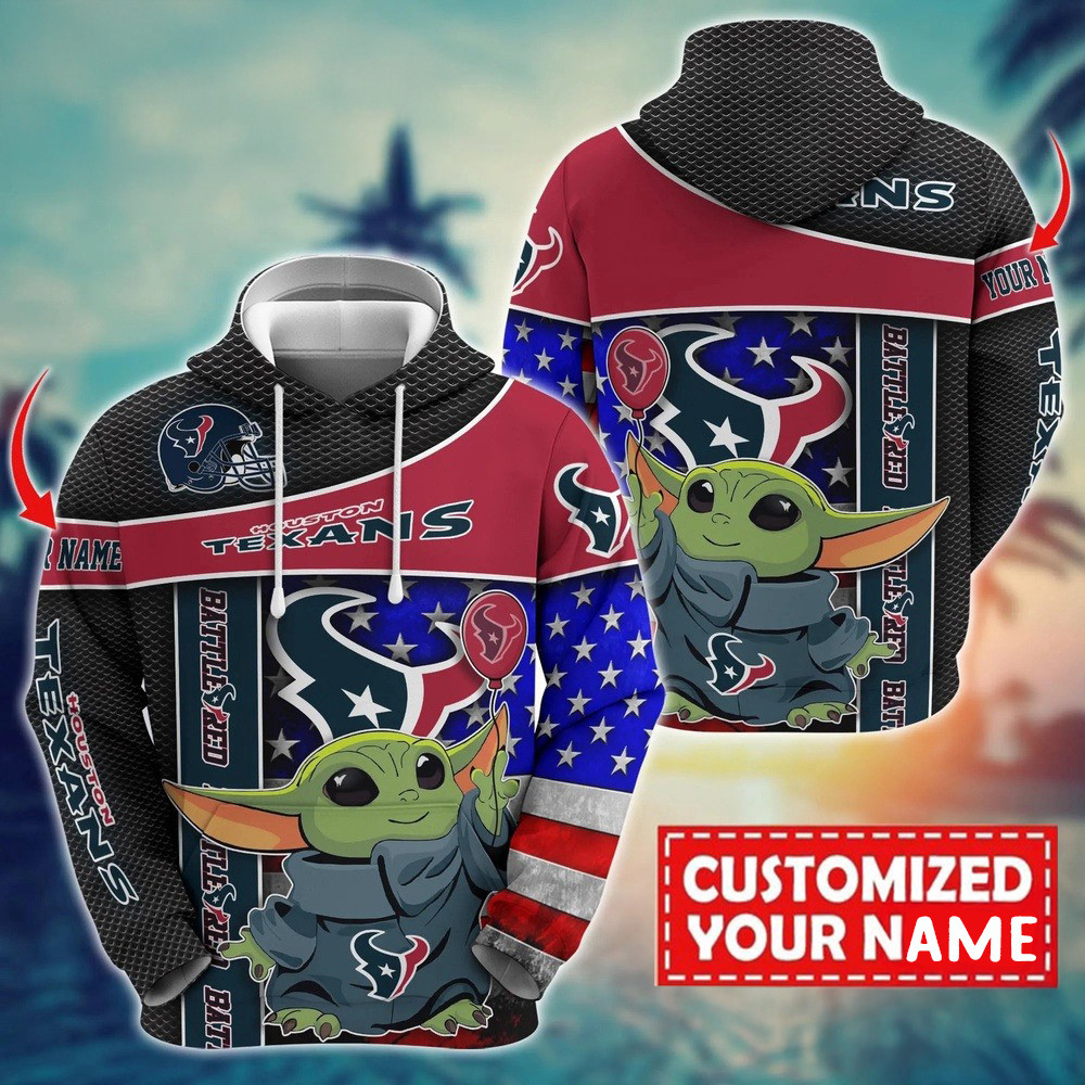 Personalized NFL Houston Texans Baby Yoda Hoodie Best Gifts For NFL Fans