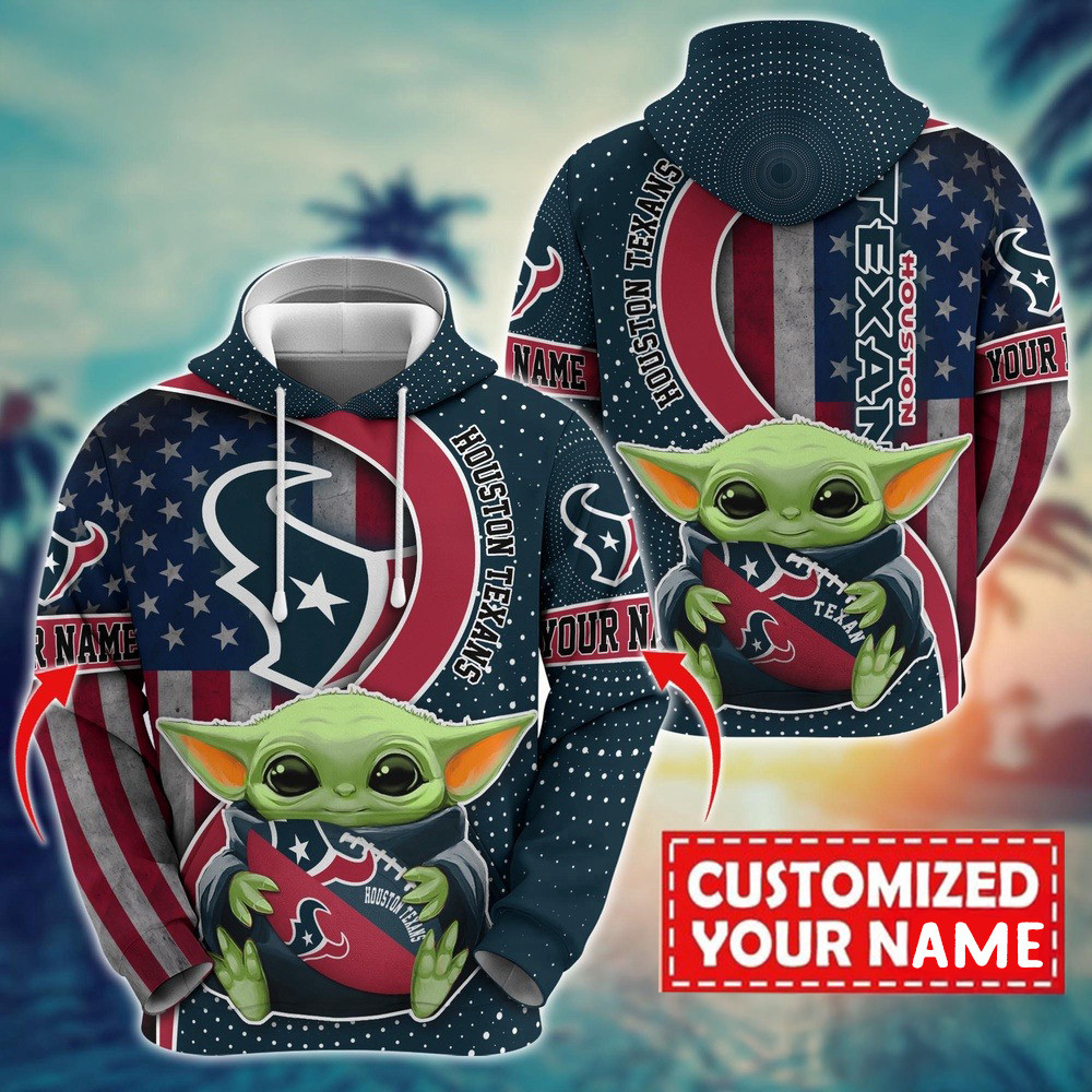 Personalized NFL Houston Texans Baby Yoda Hoodie Presents For Football Lovers