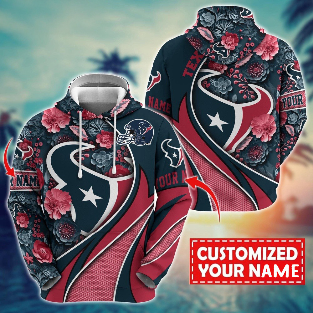 Personalized NFL Houston Texans Flower Hoodie Football Themed Gifts