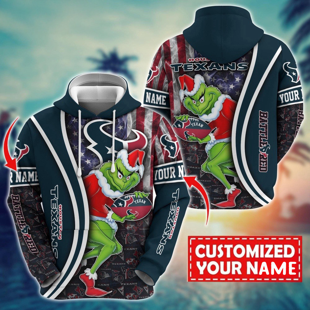 Personalized NFL Houston Texans Grinch Hoodie Best Football Gifts