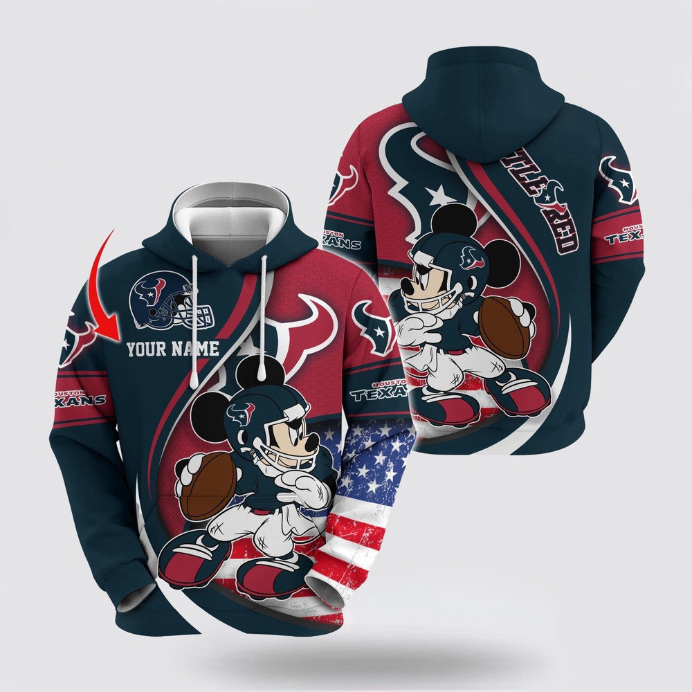 Personalized NFL Houston Texans Mickey Mouse 100 Year Anniversary Hoodie Husband Gifts