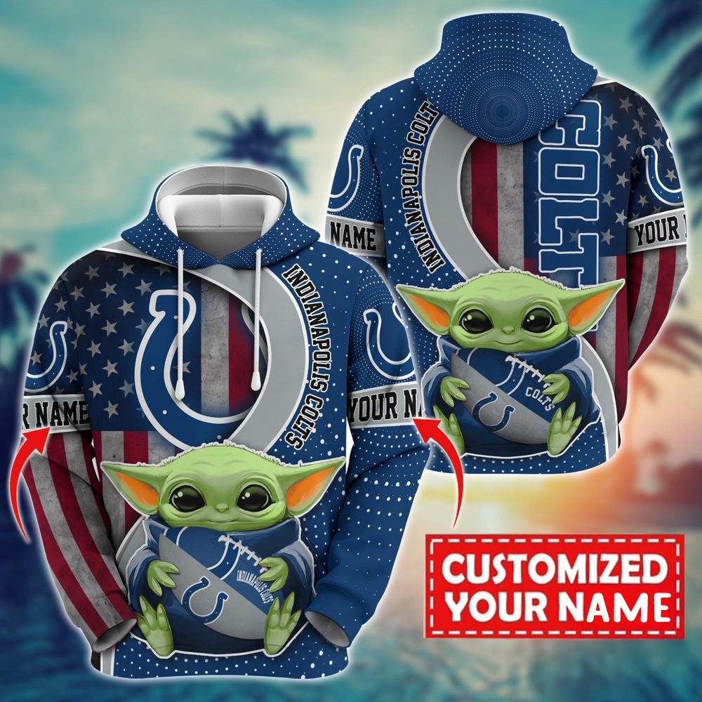 Personalized NFL Indianapolis Colts Baby Yoda Hoodie Best Gifts For Football Fans