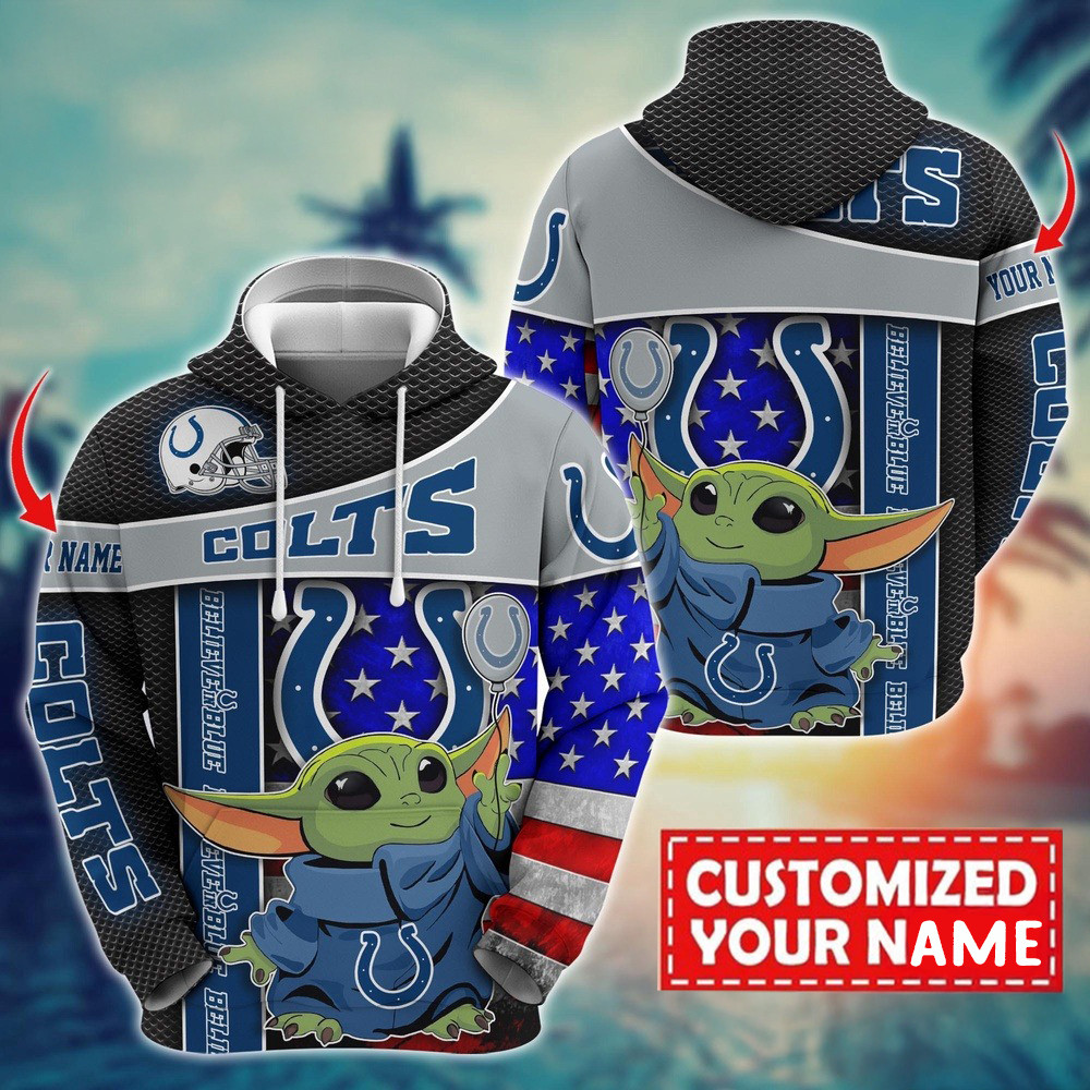 Personalized NFL Indianapolis Colts Baby Yoda Hoodie Football Fan Gift Ideas
