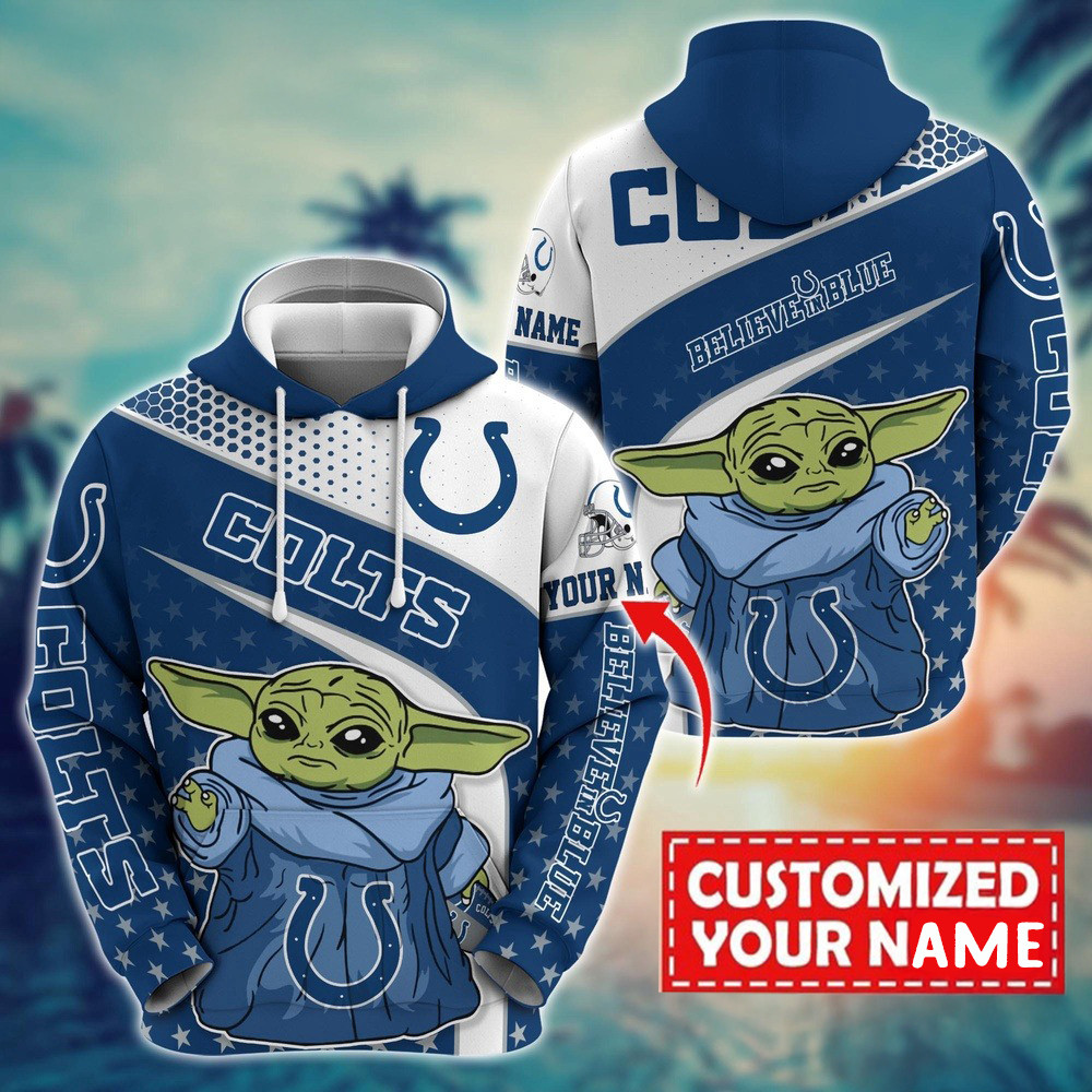 Personalized NFL Indianapolis Colts Baby Yoda Hoodie Presents For Football Fans
