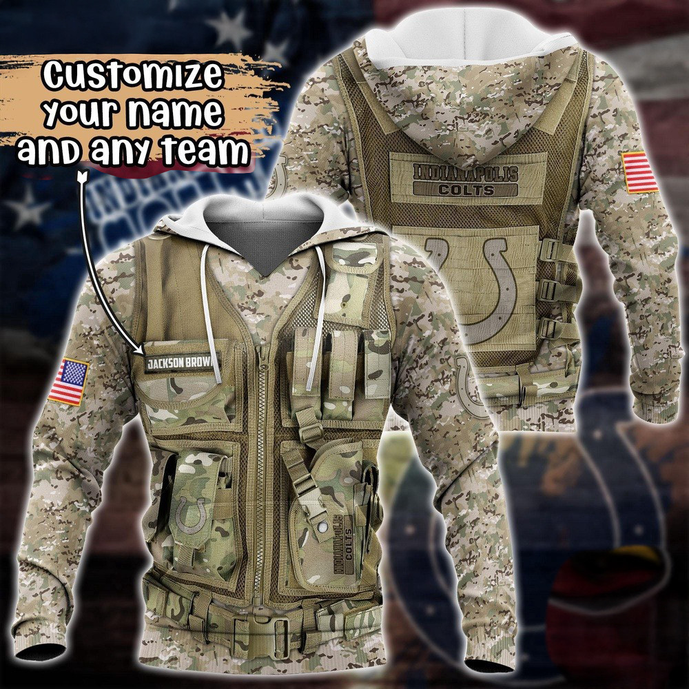 Personalized NFL Indianapolis Colts Camo Military Hoodie Gift Ideas For Football Lovers