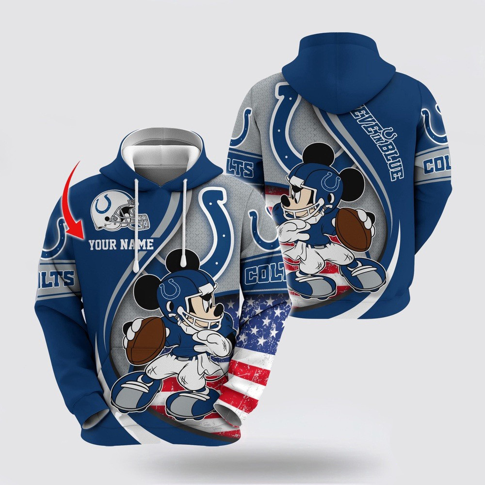 Personalized NFL Indianapolis Colts Mickey Mouse 100 Year Anniversary Hoodie Gifts For Men