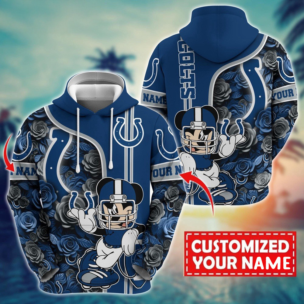 Personalized NFL Indianapolis Colts Mickey Mouse Flower Hoodie Presents For Football Lovers