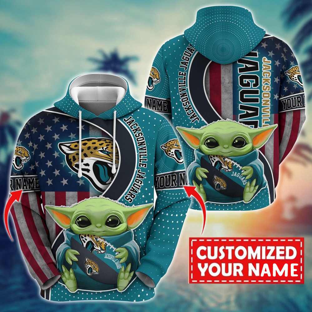 Personalized NFL Jacksonville Jaguars Baby Yoda Hoodie Football Gifts For Men
