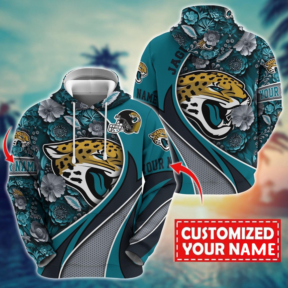 Personalized NFL Jacksonville Jaguars Flower Hoodie Gifts For Football Fan