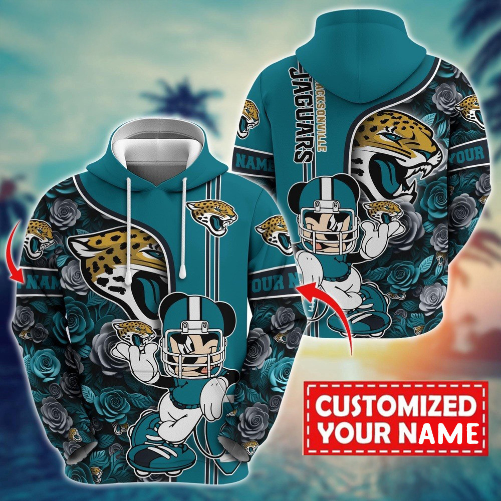 Personalized NFL Jacksonville Jaguars Mickey Mouse Flower Hoodie Best Gifts For Football Fans