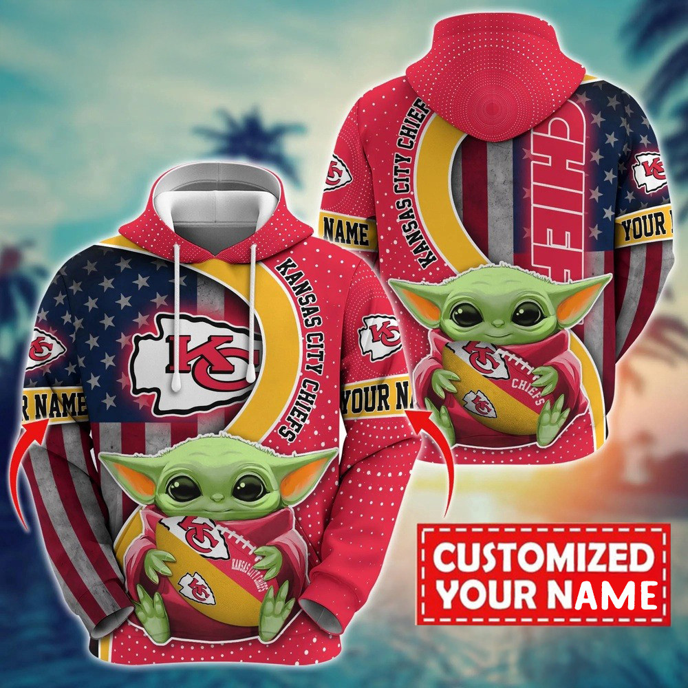 Personalized NFL Kansas City Chiefs Baby Yoda Hoodie Gift For Football Lovers