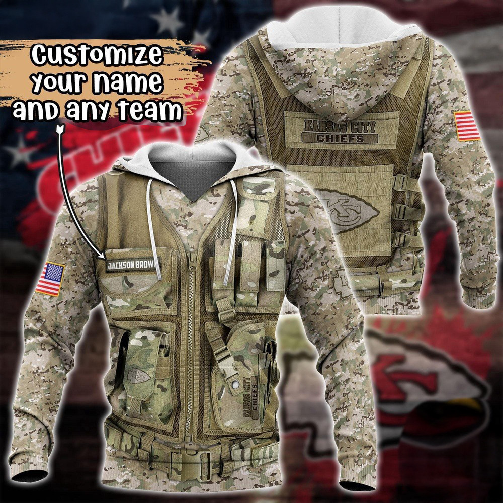 Personalized NFL Kansas City Chiefs Camo Military Hoodie Unique Gifts For Football Lovers