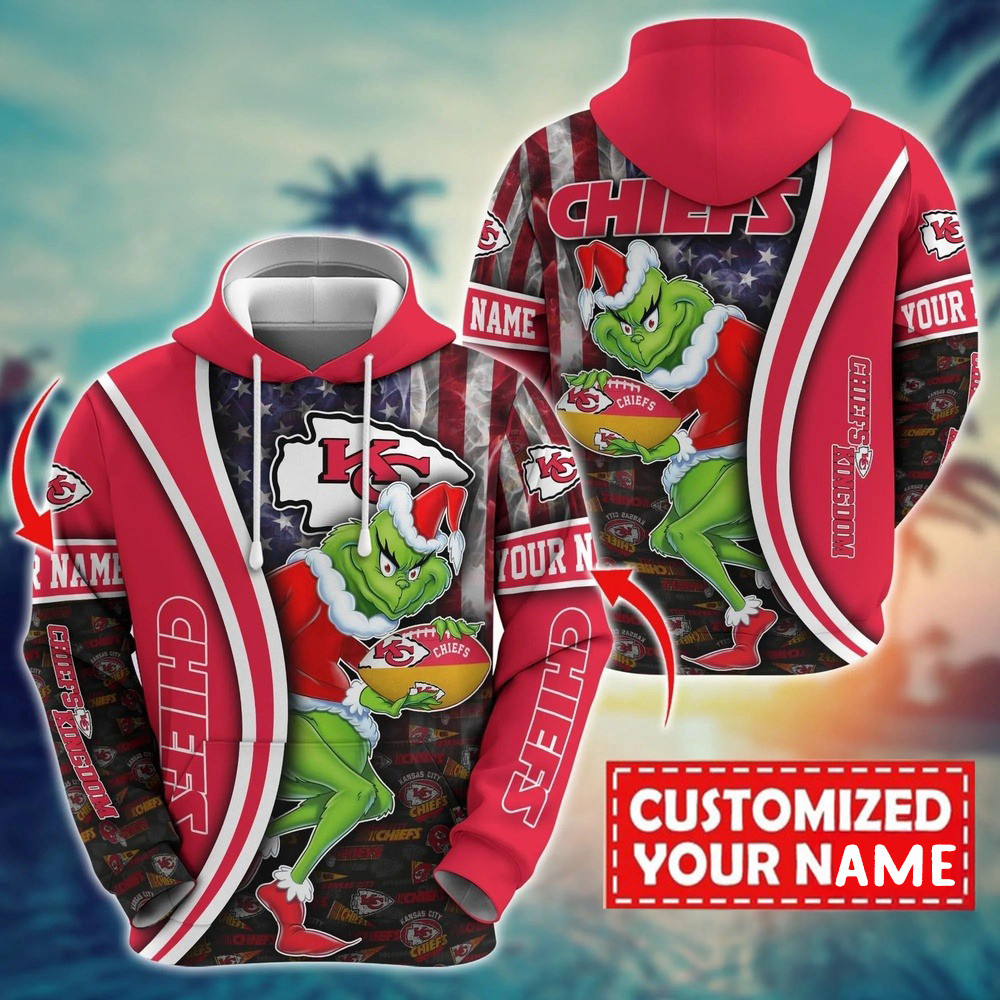 Personalized NFL Kansas City Chiefs Grinch Hoodie Presents For Football Lovers