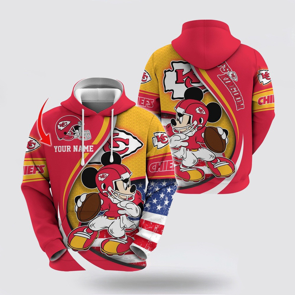 Personalized NFL Kansas City Chiefs Mickey Mouse 100 Year Anniversary Hoodie Husband Gifts