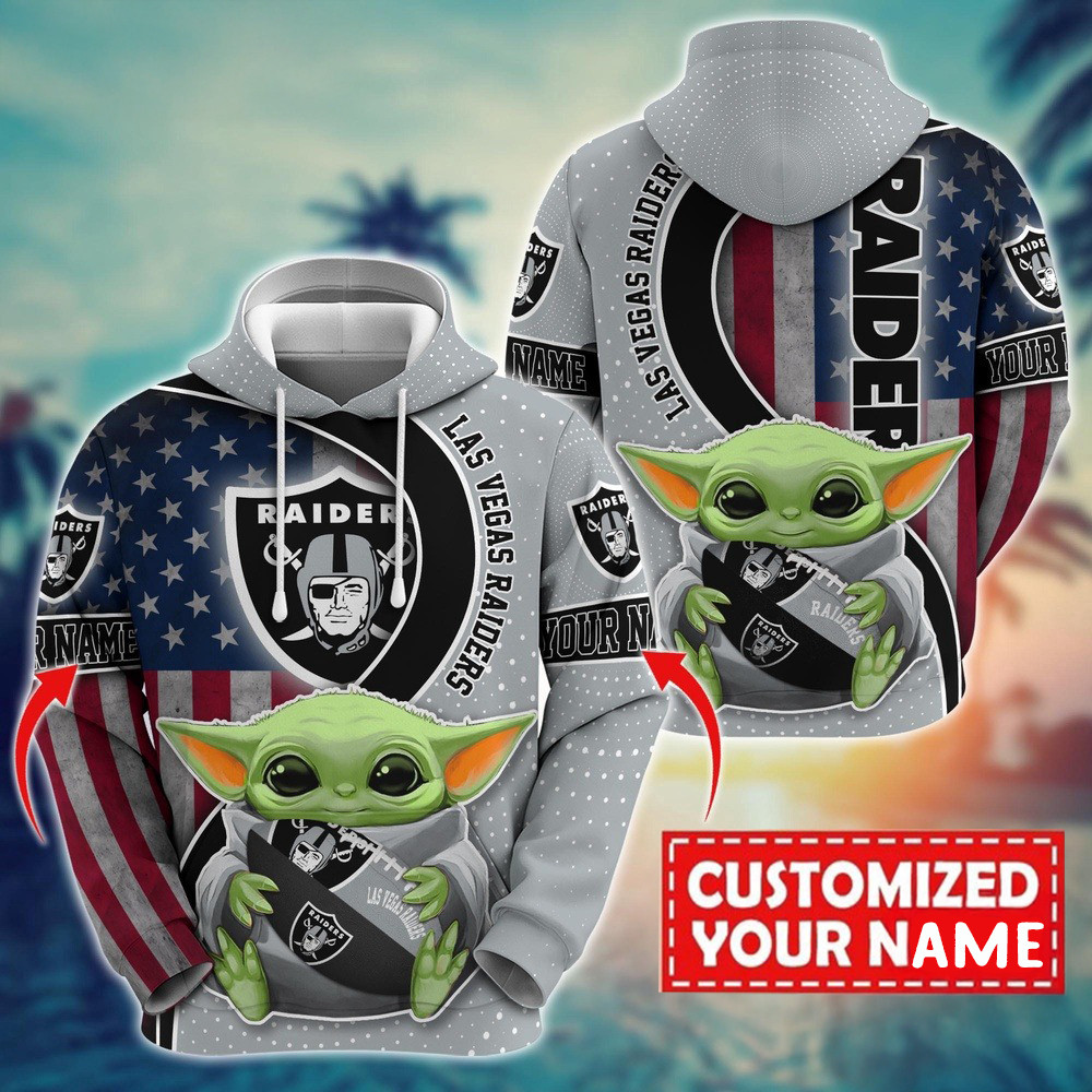 Personalized NFL Las Vegas Raiders Baby Yoda Hoodie Football Related Gifts