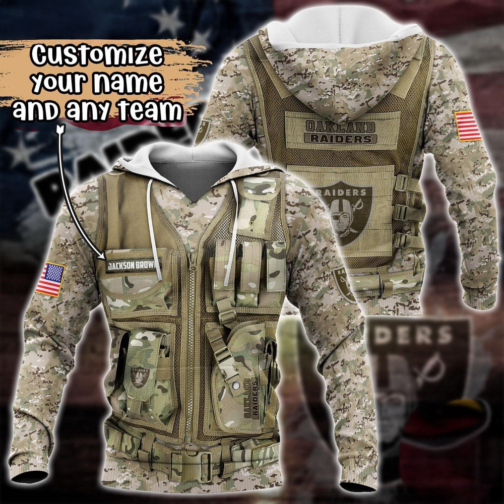Personalized NFL Las Vegas Raiders Camo Military Hoodie Best Football Gifts