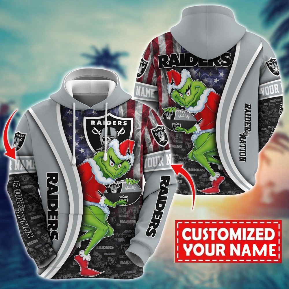 Personalized NFL Las Vegas Raiders Grinch Hoodie Best Gifts For Football Fans