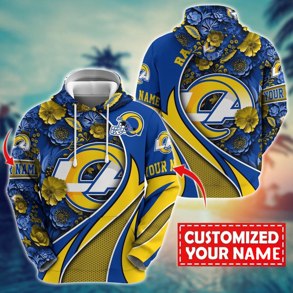 Personalized NFL Los Angeles Rams Flower Hoodie Best Gifts For Football Fans