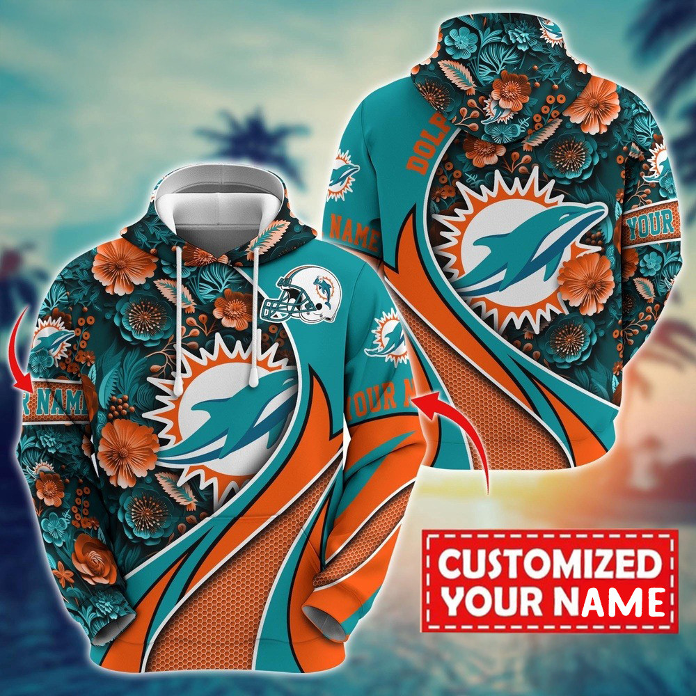 Personalized NFL Miami Dolphins Flower Hoodie Presents For Football Lovers