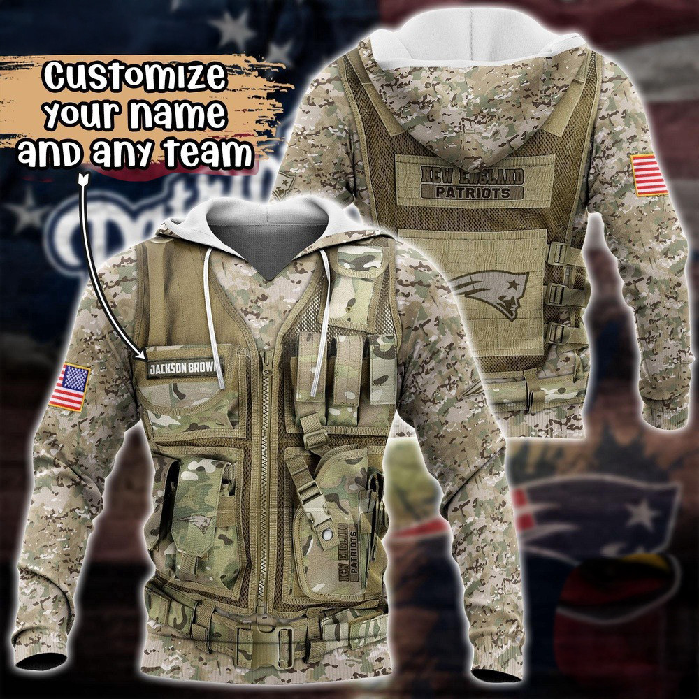 Personalized NFL New England Patriots Camo Military Hoodie Unique Gifts For Football Lovers