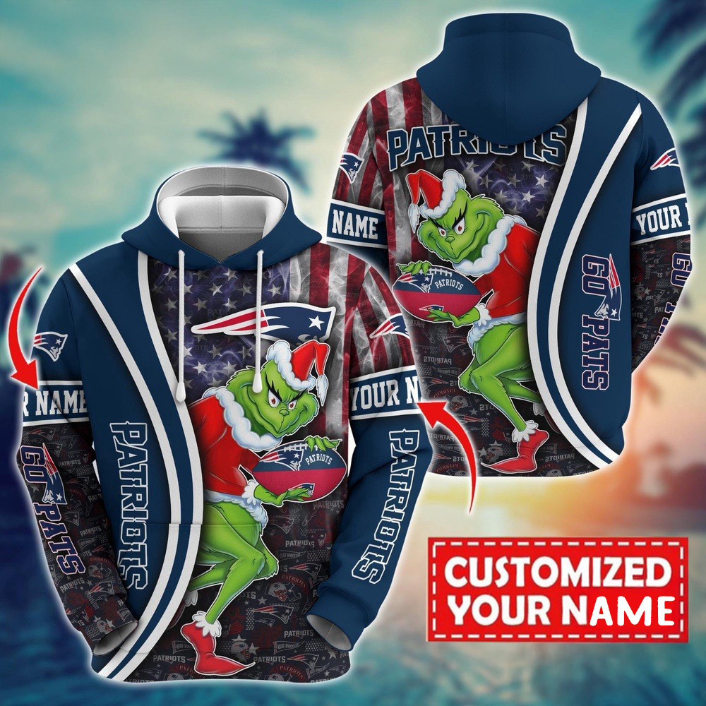 Personalized NFL New England Patriots Grinch Hoodie Presents For Football Lovers